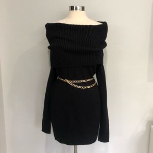 Off the shoulder/cowl neck black sweater dress